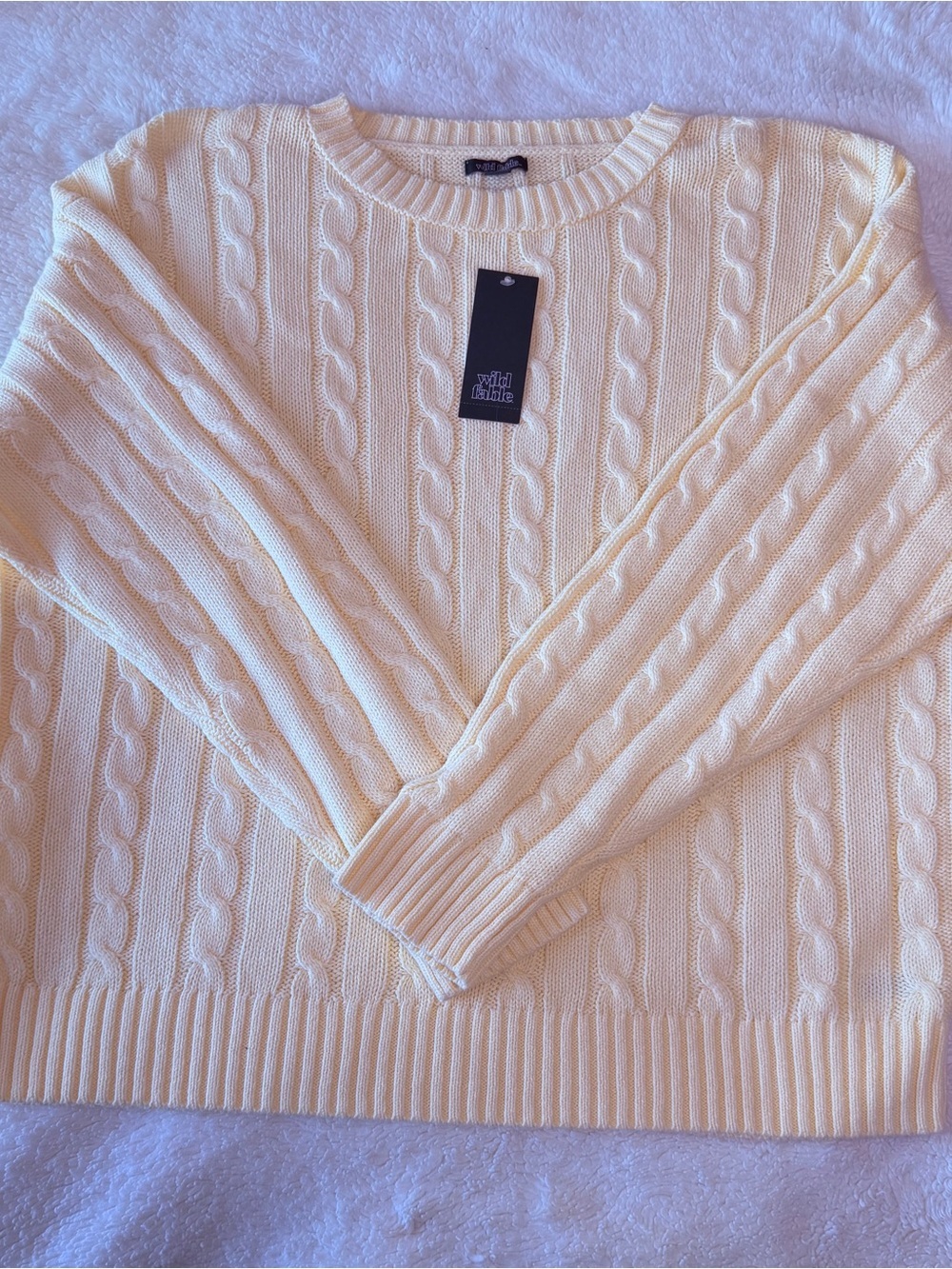 wild fable Yellow/Pid Cable Knit Crewneck Sweater - Picture 6 of 7